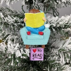 Christmas Tree Ornament-“Love To Read” Boy Reading Book-The Bridge Collection